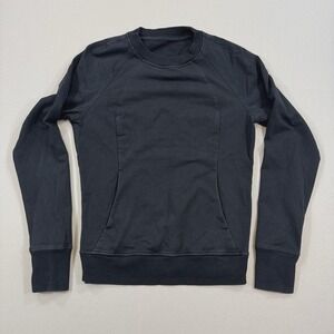 Lululemon Scuba Sweater Women's Size 4 Black Pullover Crew Neck Pockets‎ Stretch